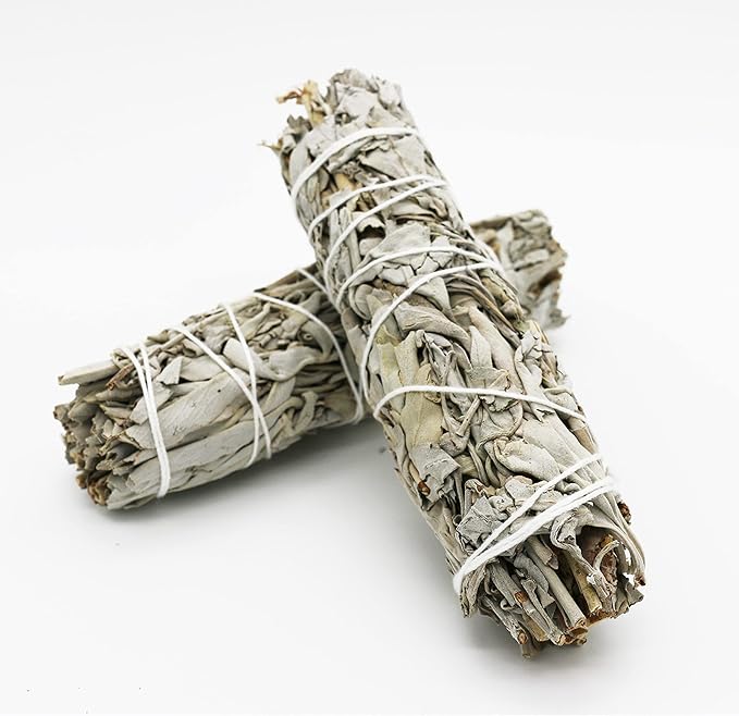 Ancient VEDA 6" White Sage Smudge Sticks for Cleansing House, Meditation, Yoga, Negative Energy Cleanse, and Smudging with Starter Guide | 6 Inch Organic California White Sage Bundles (3 Pack)