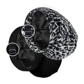 Satin Bonnet for Curly Hair and Braids, Night Cap with Adjustable Strap for Women and Men, Black and Black Leopard, Pack of 2