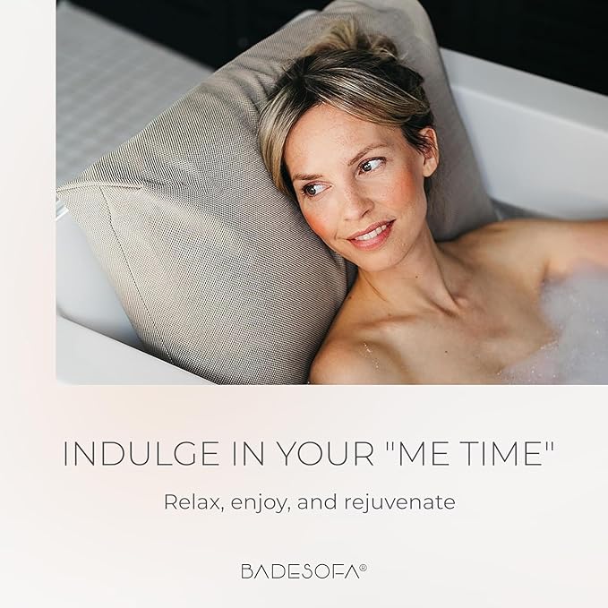 BADESOFA® Luxury Bath Pillow M - Lusciously Soft & Comfortable Tub Pillow for Bathtub - Washable & Quick-Drying Bath Back Pillow - Non-Slip Full Body Tub Pillow - Luxury Spa Cushion in Ivory Pearl