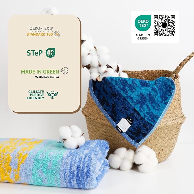 SEMAXE 4-Pack Luxury Bath Towels for Bathroom, 100% Cotton, Soft, Absorbent, and Quick-Drying, 55"x27", Starry Night, Perfect for Hotels, Gyms, and Spas