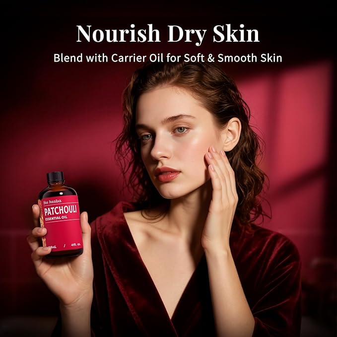 SU JUABA Patchouli Essential Oil 4 Fl Oz, 100% Pure Natural Aromatherapy Oil for Diffuser, Skin Care, Perfume & Soap Making - 118ML