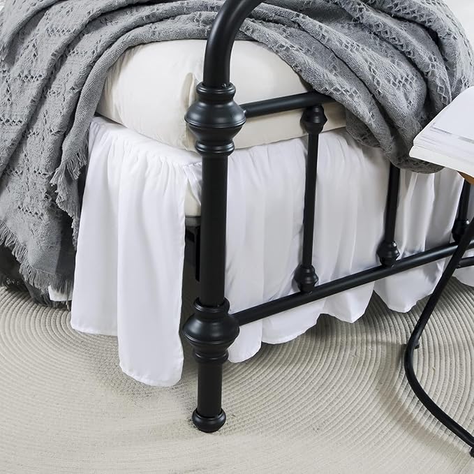 Bed Skirt Queen Size Ruffled Bed Skirt with Split Corners, 12 Inch Drop Dust Ruffle Bed Skirt with Platform, White