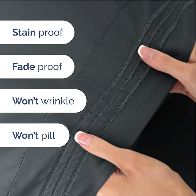 Split King Size 5 Piece Sheet Set - Extra Soft, Breathable And Cooling Sheets - Hotel Luxury Bed Sheets for Women & Men - Deep Pockets, Easy-Fit & Wrinkle-Free Sheets - Slate Blue Oeko-Tex Bed Sheets