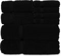 Luxury Hotel & Spa Quality, Highly Absorbent 100% Turkish Cotton, 750+ GSM, Eco Friendly Towel, Bathroom and Kitchen Dobby Border Towels, 2 Bath Towel, 2 Hand Towel, 4 Washcloths (8 Piece, Black)