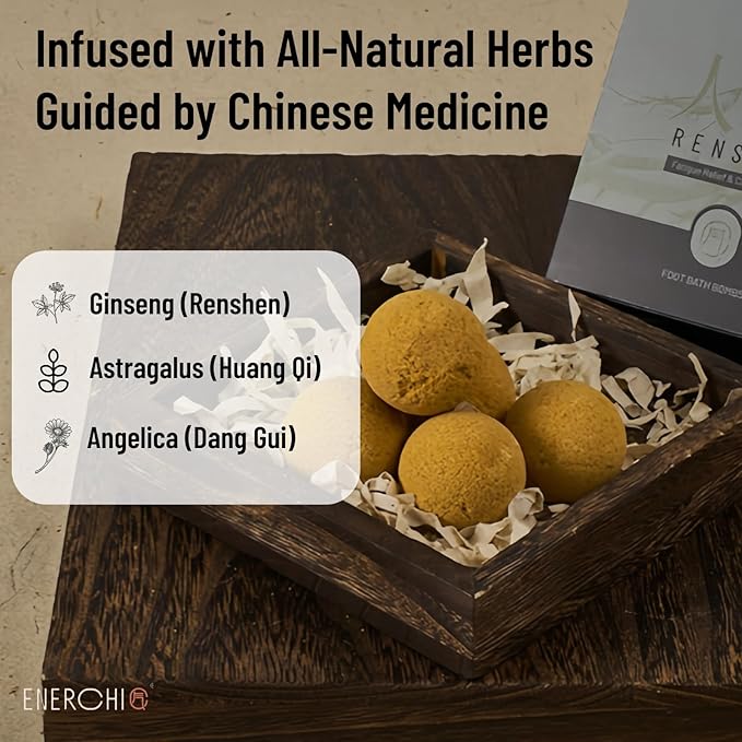 Ginseng Energy Boost Foot Soak - Tired Feet Relief, Immune Boost, Athletes Foot,Post-Workout Recovery, Promote Metabolism - Refreshing Foot Spa Chinese Herbal Medicine