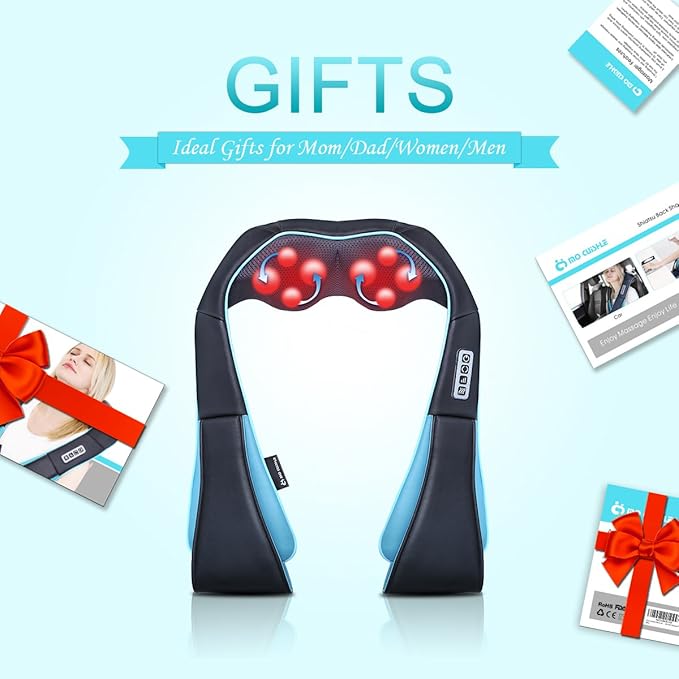 Mo Cuishle Shiatsu Neck and Shoulder Massager with Heat – Deep Kneading Massage for Relaxation – Ideal for Christmas, Mother's Day, Father's Day, Gifts for Men, Women, Mom and Dad