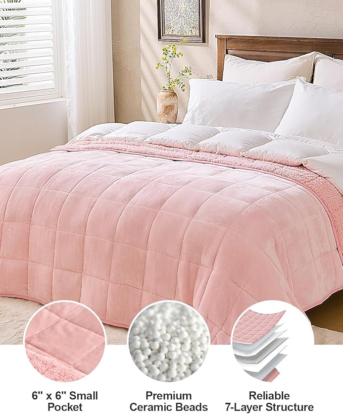 Super Fuzzy Soft Sherpa Fleece Weighted Blanket, 15 lbs Dual Sided Fluffy Heavy Weighted Blankets for Adults - No Bunching with Double Layers of Soft Inner Lining (60"x 80", 15 Pounds)