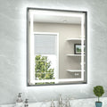TETOTE 30 x 36 Bathroom LED Mirror Brushed Gunmetal Gray Frame Frontlit & Backlit Vanity Mirror Anti-Fog Stepless Dimmable 3 Colors White/Warm/Natural Wall-Mounted