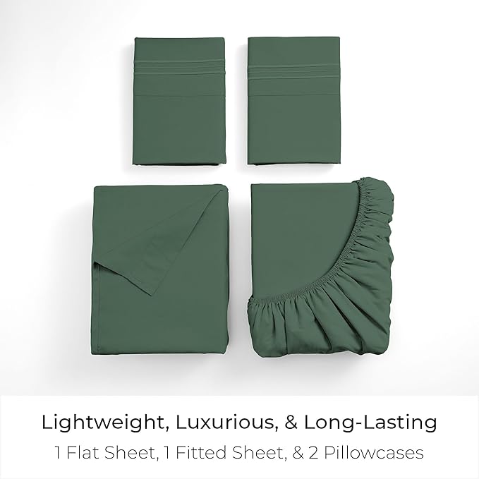 Mellanni California King Sheets Set - 4 PC Iconic Collection Bedding - Hotel Luxury, Extra Soft, Cooling Bed Sheets - Wrinkle, Fade, Stain Resistant (Cal King, Emerald Green)