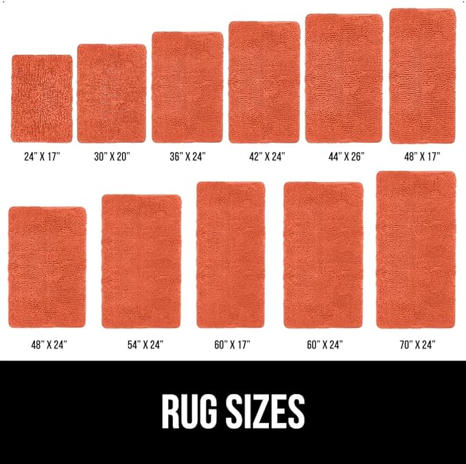 GORILLA GRIP Bath Rug Mat 30x20, Thick Soft Absorbent Chenille, Quick Dry Microfiber Mats, Rubber Backing Washable Shower Floor Rugs, Bathmat Runner, US Designed Bathroom Home Decor Accessories Coral