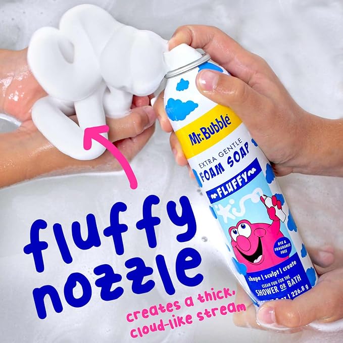 Mr. Bubble Extra Gentle Foam Soap - Fragrance Free Kids Hand and Body Wash 8OZ, Pack of 6