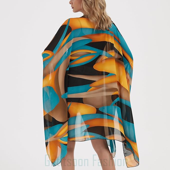 Women's Bohemian Floral Chiffon Beach Cover up Swimsuit Kimono Summer Swimwear Cardigans
