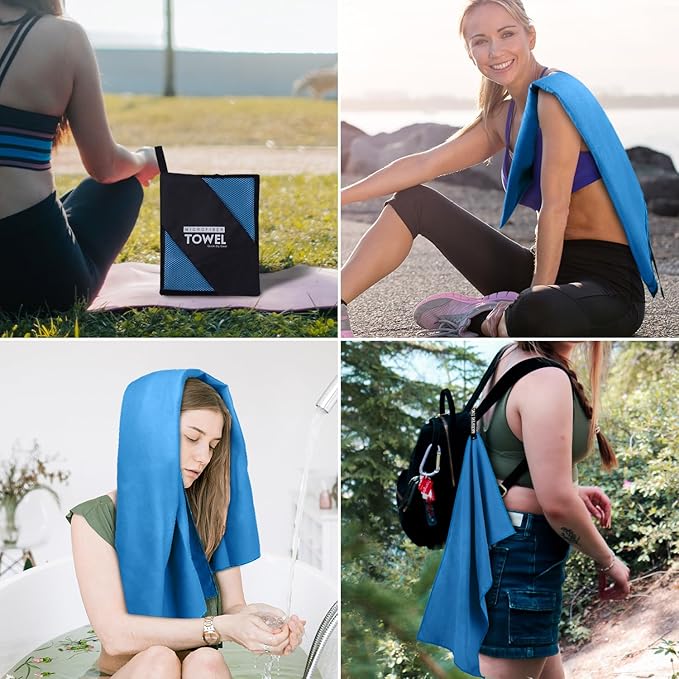 Microfiber Travel Towel, Soft Lightweight Quick Dry Towel, Super Absorbent Compact Travel & Sports & Beach Towels for Camping, Backpack, Gym, Swimming, Yoga, Hiking (M:20"×40" -Blue)