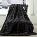 Faux Rabbit Fur Bubble Electric Blanket Dark Grey - Luxury Fluffy Soft Heated Throw Blanket with 6 Heating Levels & 4 Timer Settings, Decor Gifts for Home Bedroom Living Room (50" x 60")
