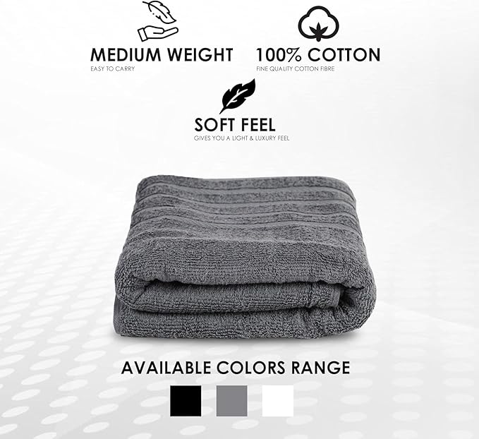 TOALLA_ Bath Towels_30x60_Pk 6_Dark Grey Bath Towels (6-Pack, 30W X 60 L Inches) Dark Grey Color- Cotton Towel for Gym, Bath, Spa, Shaving, Shampoo, for Daily use, Large