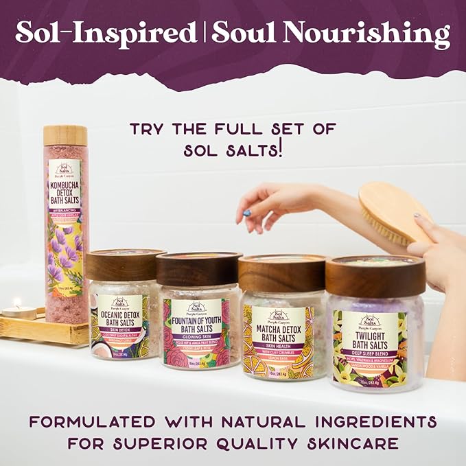 PURPLE CANYON SolSalts Oceanic Detox Bath Salts 10oz | Bergamot Citrus Scented Soak with Hydrating Minerals | Skin Hydrating Mineral Bath