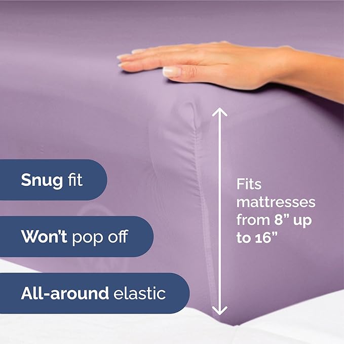 King Size 4 Piece Sheet Set - Extra Soft, Breathable And Cooling Sheets - Hotel Luxury Durable Bed Sheets for Women & Men - Deep Pockets, Easy-Fit & Wrinkle-Free Sheets - Lilac Oeko-Tex Bed Sheet Set