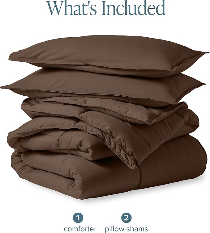 Bare Home Comforter Set - Queen Size - Ultra-Soft - Goose Down Alternative - Premium 1800 Series - All Season Warmth (Queen, Cocoa)