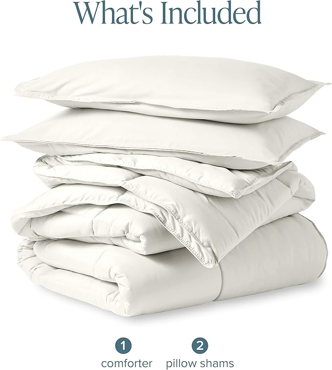 Bare Home Comforter Set - Oversized King Size - Ultra-Soft - Goose Down Alternative - Premium 1800 Series - All Season Warmth (Oversized King, Cream)