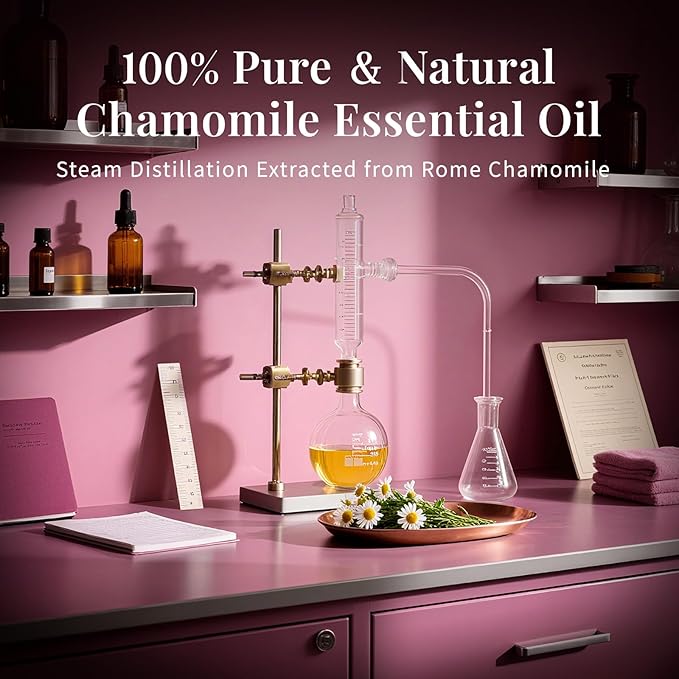 SU JUABA Chamomile Essential Oil 4 Oz, 100% Pure Natural for Relaxation, Skin Care, Massage, Sleep & Aromatherapy - 118ML