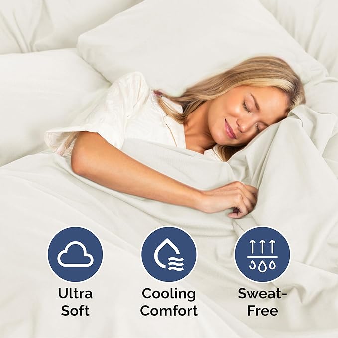Queen Size 4 Piece Sheet Set - Extra Soft, Breathable & Cooling Sheets - Hotel Luxury Durable Bed Sheets for Women & Men - Deep Pockets, Easy-Fit & Wrinkle-Free Sheets - Ivory Oeko-Tex Bed Sheet Set