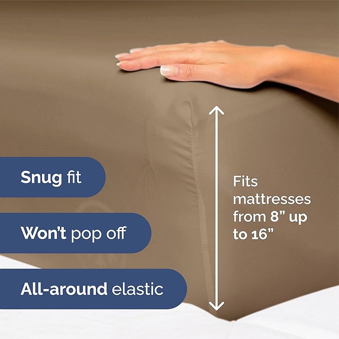 Twin XL Size 3 Piece Sheet Set - Extra Soft, Breathable And Cooling Sheets - Hotel Luxury Bed Sheets for Women & Men - Deep Pockets, Easy-Fit & Wrinkle-Free Sheets - Neutral Brown Oeko-Tex Bed Sheets