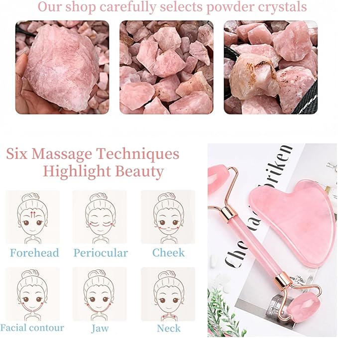 Jade Roller Massage Stick & Gua Sha Set - 100% Natural Stone Facial Massage Tools for Lymphatic Drainage, Anti-Puffiness & Glowing Skin, Spa-Quality Skincare, Gift-Ready Packaging