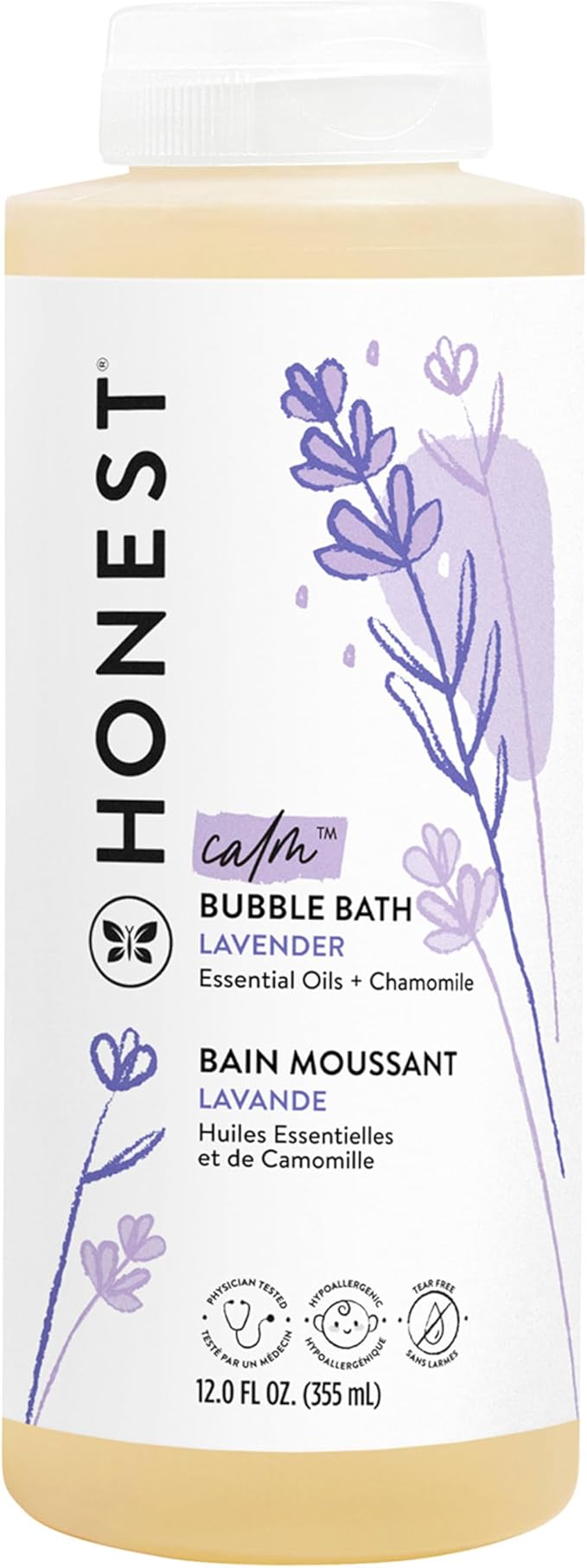 The Honest Company Foaming Bubble Bath Gentle Tear-Free Hypoallergenic Baby Wash with Naturally Derived Ingredients Lavender Calm 12 fl oz