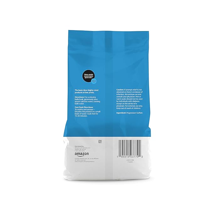 Amazon Basics Epsom Salt Soak, Magnesium Sulfate USP, 3 Pound, 6-Pack