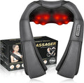 Shiatsu Neck Massager, Electric Neck and Back Massager with Heat, 3D Kneading Massage Pillow for Neck, Back, Shoulder, Muscle Pain Relief, Office & Home & Car Use, Fits for Parents (Gray-Button)