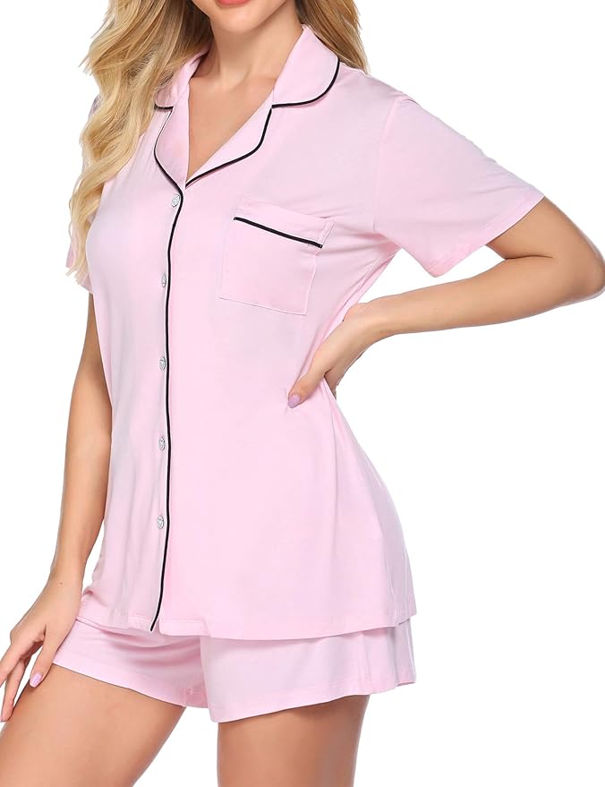 Ekouaer Pajamas for Women Set Silk Satin Pjs Shorts Sleepwear 2 Piece Loungewear S-XXL