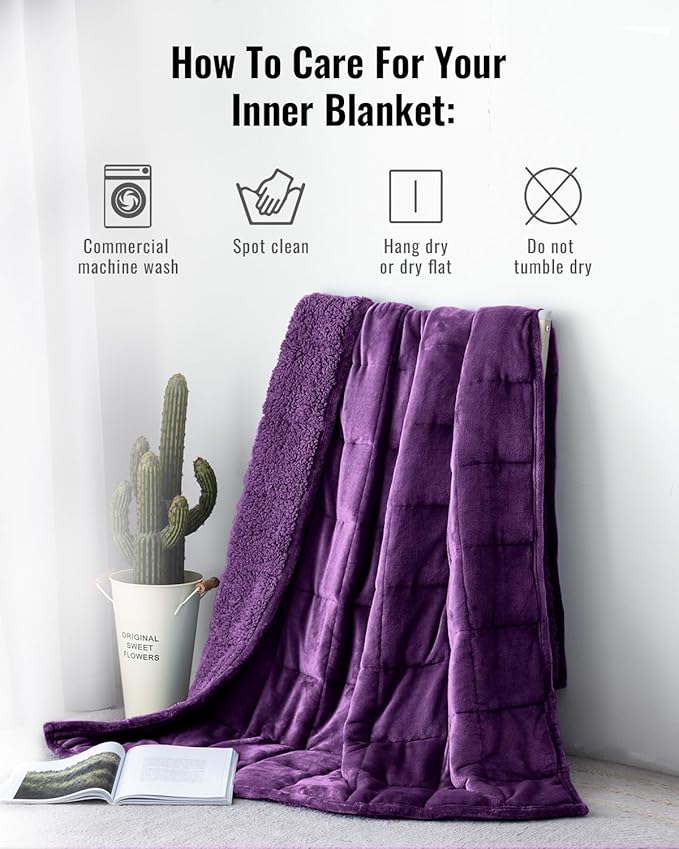 Uttermara Weighted Blanket King Size 20lbs 80x87 Inches, Sherpa Weighted Blankets for Adult, Soft Warm Sherpa & Cozy Fleece, Heavy Blanket for Calming and Sleep, Purple