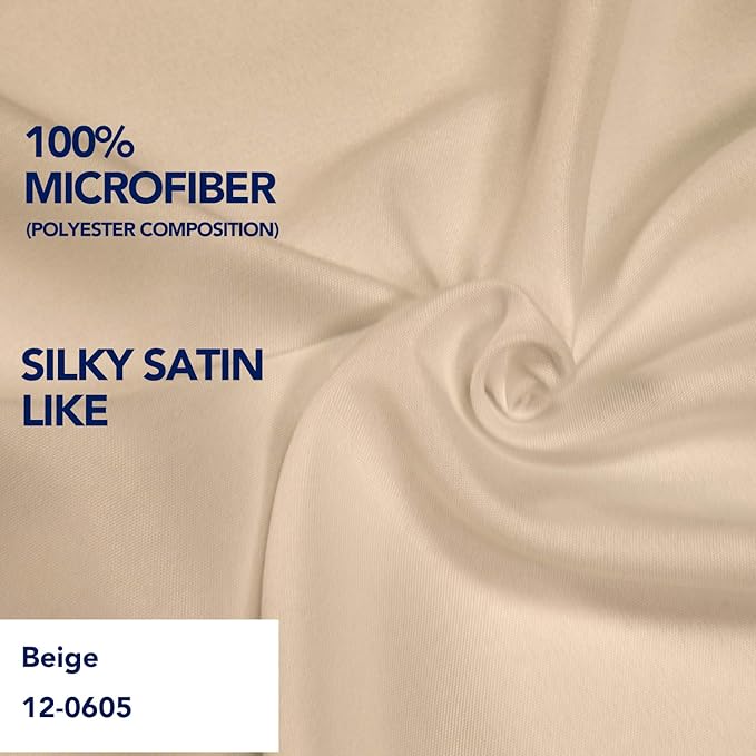 PureFit Wrap Around Ruffled Bed Skirt with Adjustable Elastic Belt - 18 Inch Drop Easy to Put On, Wrinkle Free Bedskirt Dust Ruffles, Bed Frame Cover for Queen, King and C-King Size Beds, Beige