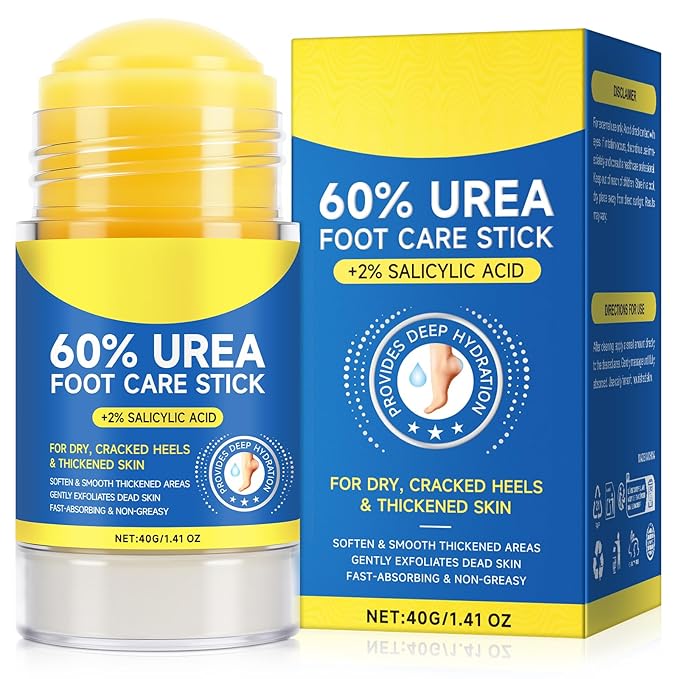 60% Urea with 2% Salicylic Acid Foot Care Stick, Urea Foot Cream Moisturizer for Dry Cracked Feet, Knees, Elbows, Hands, Moisturizes and Hydrates the Dry Skin 1Pack