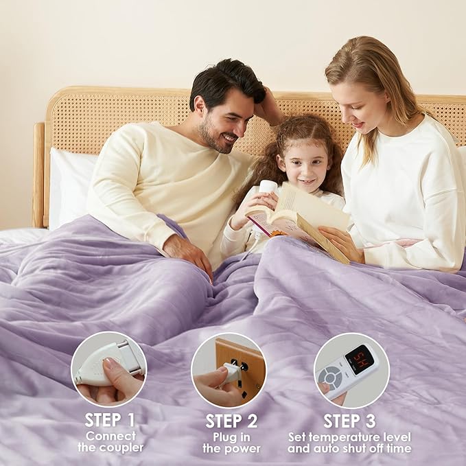 EHEYCIGA Heated Blanket Electric Blanket Queen Size - Heating Blanket with 9 Heating Levels & 10 Hours Auto Off, Soft Cozy Sherpa Washable Dual Control Blanket with Fast Heating, 84 x 90 Inches