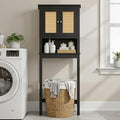 Over The Toilet Storage Cabinet, Behind Toilet Bathroom Organizer with Adjustable Shelves, Above Toilet Organizers with Barn Door, Space Saver for Restroom, Bathroom, Laundry