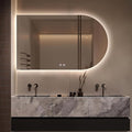 Arched LED Bathroom Mirror, 40"x24" Arch Framless Backlit Mirror with Lights Vanity Mirror for Makeup, Anti-Fog, Dimmable, 3-Color, Memory Function, IP65 Waterproof, UL Listed, Horizontal-Left