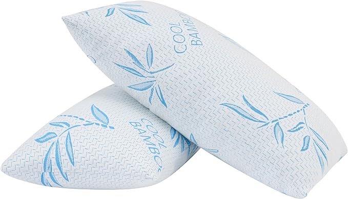 2 Pack King Size Pillows for Sleeping, Cooling Shredded Memory Foam Adjustable Bed Pillow with, Removable/Washable Cover (King 2 Pack)