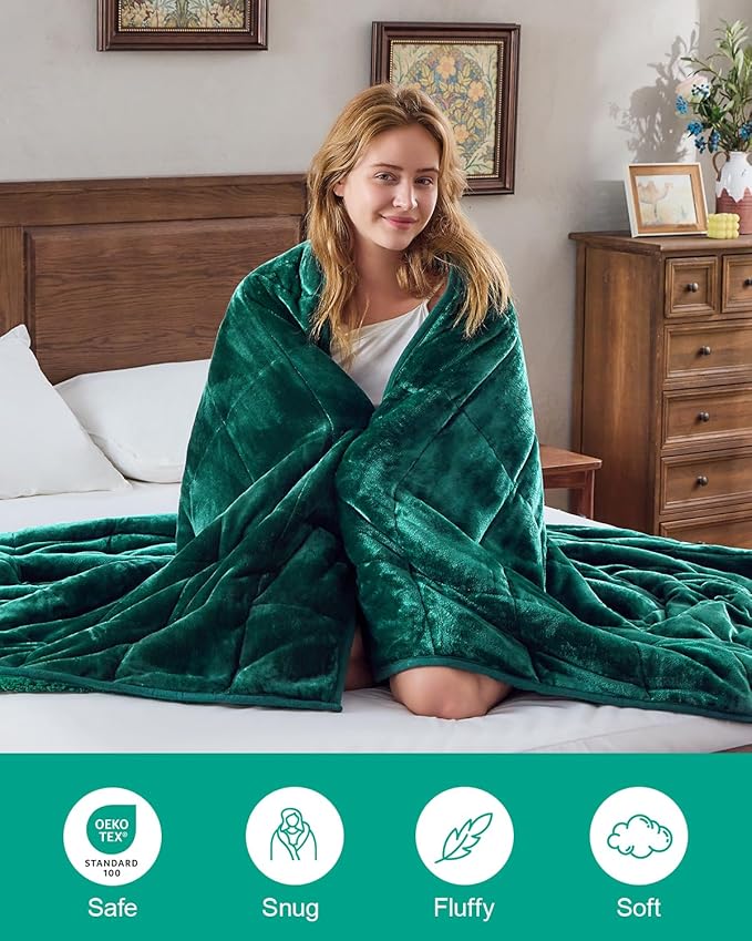 Super Fuzzy Soft Sherpa Fleece Weighted Blanket, 15 lbs Dual Sided Fluffy Heavy Weighted Blankets for Adults - No Bunching with Double Layers of Soft Inner Lining (60"x 80", 15 Pounds)