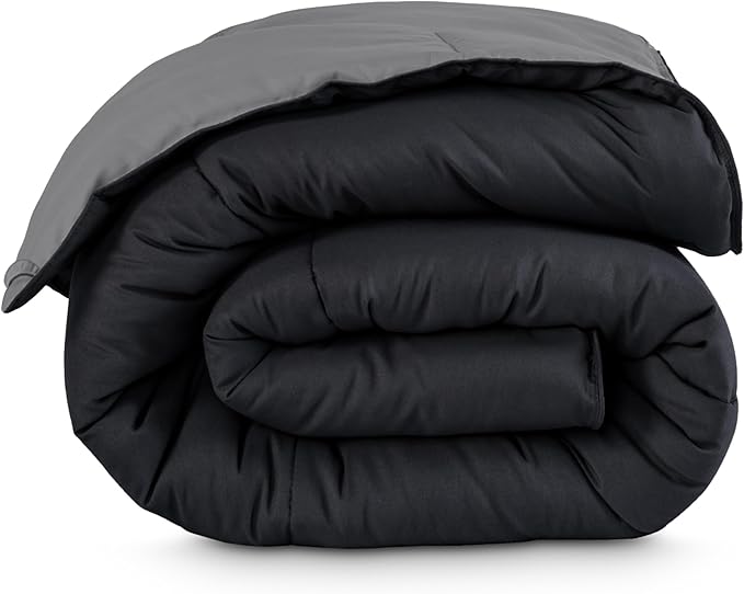 Bare Home King/California King Comforter - Reversible Colors - Goose Down Alternative - Ultra-Soft - Premium 1800 Series - All Season Warmth - Bedding Comforter (King/Cal King, Black/Grey)