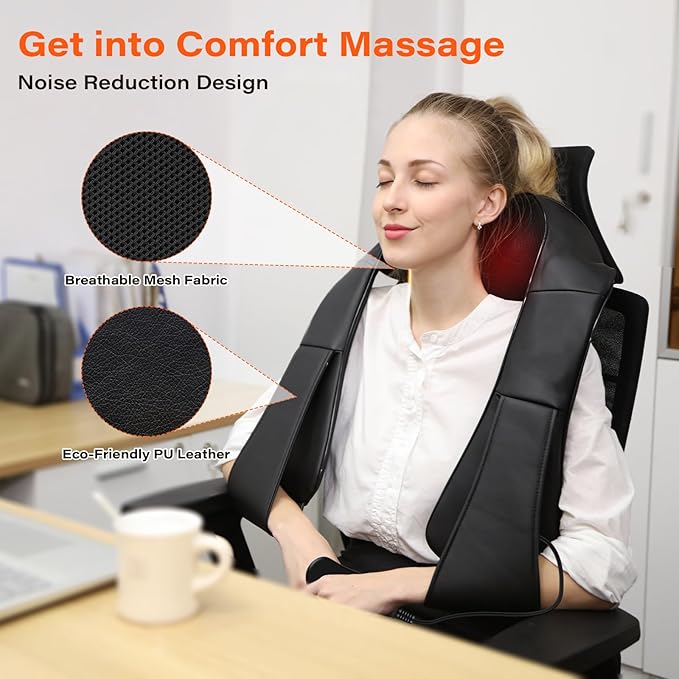 Electric Neck Massager, Neck and Back Massager with Heat, Shiatsu Massage Pillow for Back, Shoulder, Muscle Pain Relief, Ideal Fits for Parents