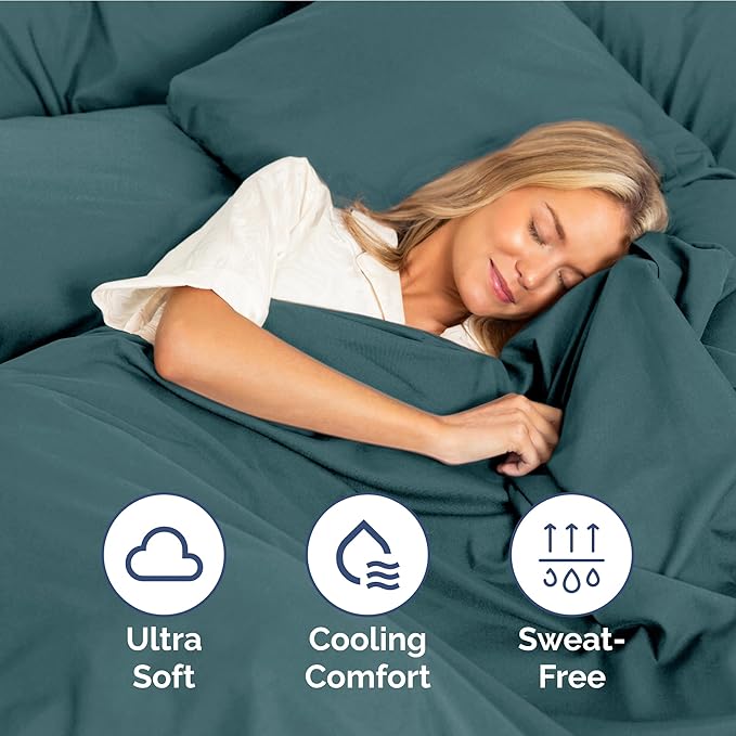 Twin XL Size 3-Piece Sheet Set - Extra Soft, Breathable & Cooling - Hotel Luxury Durable Bed Sheets - Deep Pockets, Easy-Fit & Wrinkle-Free - Deep Teal Oeko-Tex