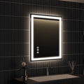 APRILSOUL 24x32 Inch LED Bathroom Mirror with Front and Backlit, Makeup Mirror with 3 Color Lights, Memory Function, Anti-Fog and Dimmable Light (Horizontal/Vertical)
