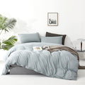 KAREVER Dusty Blue Comforter Set Twin Size Solid Blue Bedding Girls Boys 3 Pieces Twin Blanket Set All Season as Gift