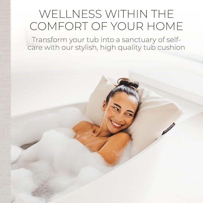 BADESOFA® Luxury Bath Pillow S - Ultra Comfortable & Quick-Drying Bath Back Pillow - Washable Full Body Bath Pillow for Bathtub - Therapeutic Head and Neck Support - Luxury Spa Cushion in Ivory Pearl