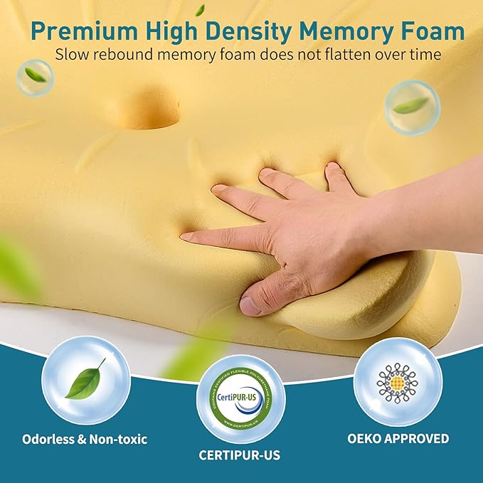 Cervical Pillow for Neck Pain Relief - Ergonomic Neck Pillow for Sleeping Contour Memory Foam Pillows with Cooling Pillowcase, Orthopedic Bed Pillow for Side Back Stomach Sleepers