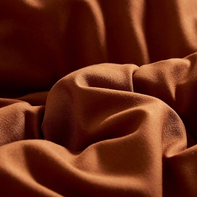 Cottonight Burnt Orange Comforter Set - Full Rust Caramel Bedding - Match Color Solid Cotton Reddish Terracotta Blanket Quilts - Soft Breathable Modern Comforter Set for Women, Men, Adults, Kids
