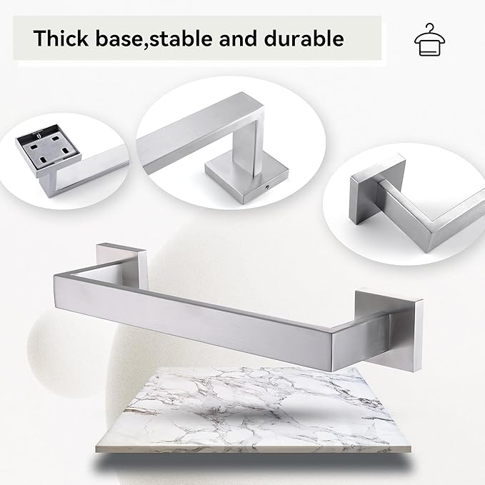 LANC 12-Inche Towel Bars for Bathroom Wall Mounted 30-CM Brushed Nickel Bath Towel Ring Stainless Steel Total-14” Towel Rails for Kitchen Hand Towel Holder Racks Hanger Towel Rods, A8804BN-3P1