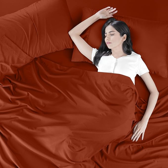 Utopia Bedding King Sheet Set – 4 Piece Bed Sheets for King Size Bed, Soft and Breathable Microfiber, Includes 1 Fitted Sheet, 1 Flat Sheet and 2 Pillowcases (Orange)