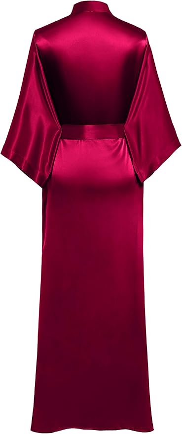 PRODESIGN Satin Kimono Robe Women Long Silky Kimono Bathrobe Sleepwear Wedding Bridesmaid Robe
